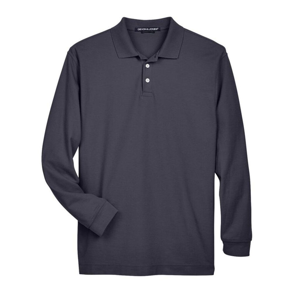 Devon & Jones Pima Piqu Long Sleeve Polo / Navy